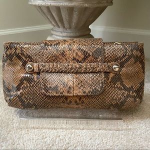 Alexis Hudson Brown snakeskin Leather clutch